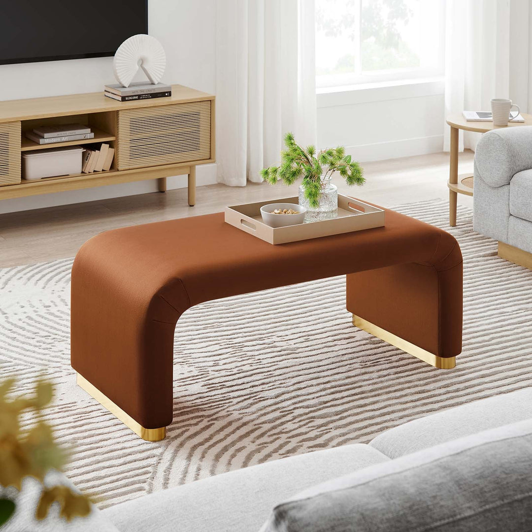 Dell Performance Velvet Waterfall Ottoman - Brass Rust