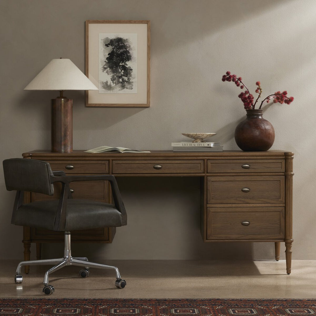 Louise Exectutive Desk - Toasted Oak