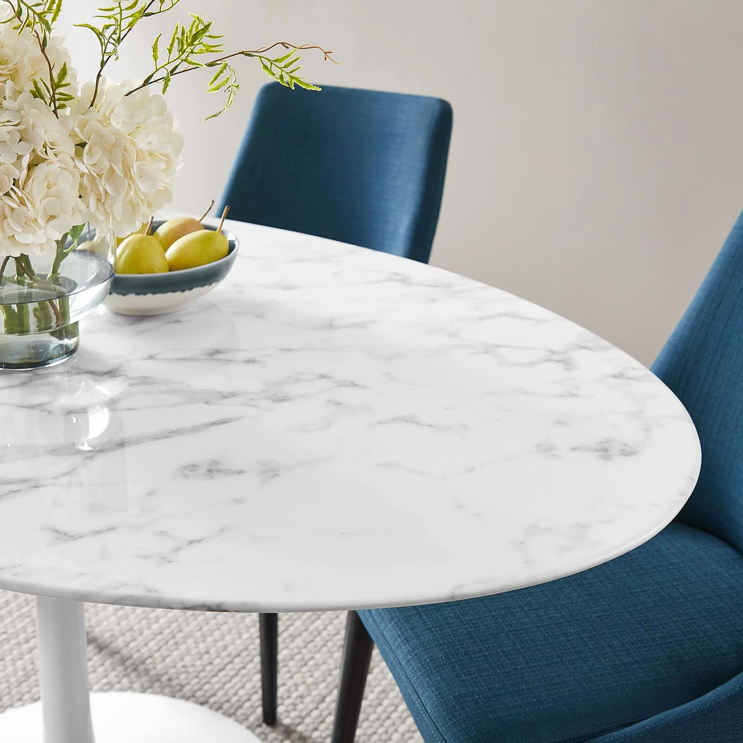 Pila 60" Oval Artificial Marble Dining Table