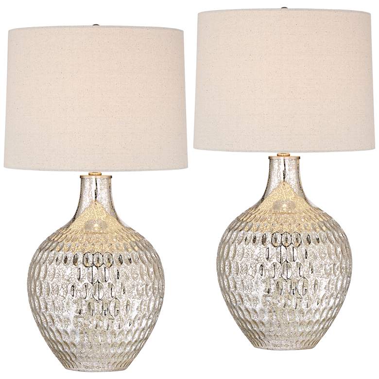 360 Lighting Waylon Modern Luxe Mercury Glass Table Lamps Set of 2