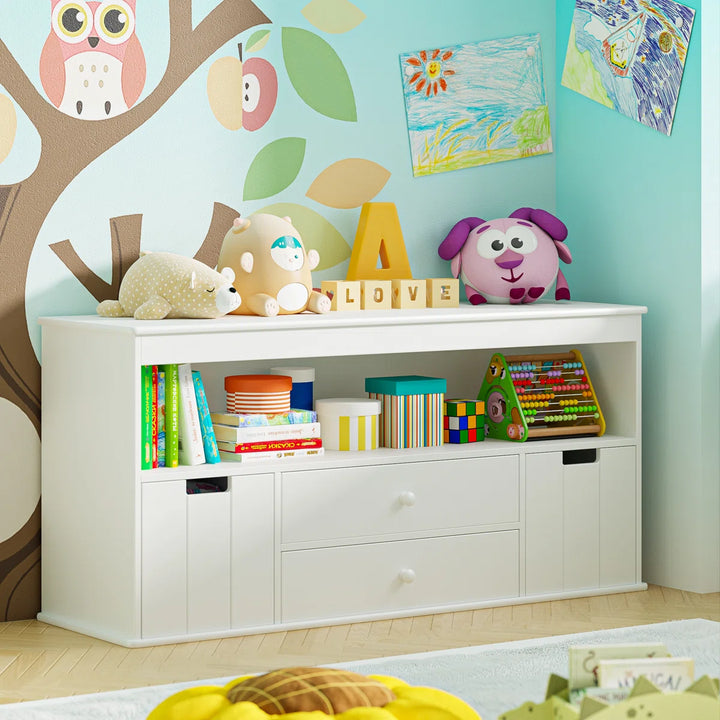 Anjulie Kids Bookcase Toy Storage Organizer With 2 Drawers And 2 Bins