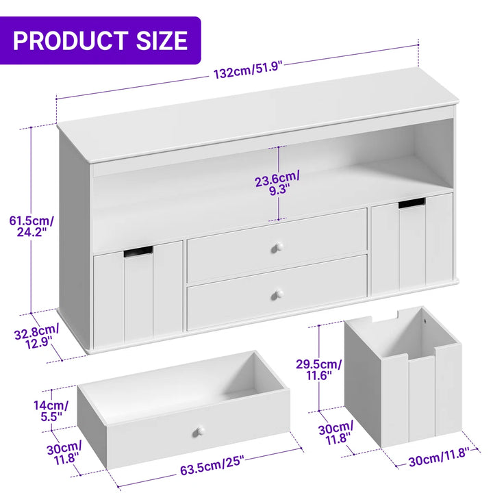 Anjulie Kids Bookcase Toy Storage Organizer With 2 Drawers And 2 Bins
