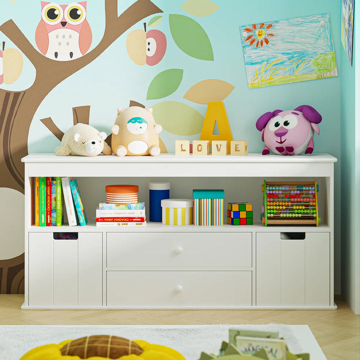 Anjulie Kids Bookcase Toy Storage Organizer With 2 Drawers And 2 Bins