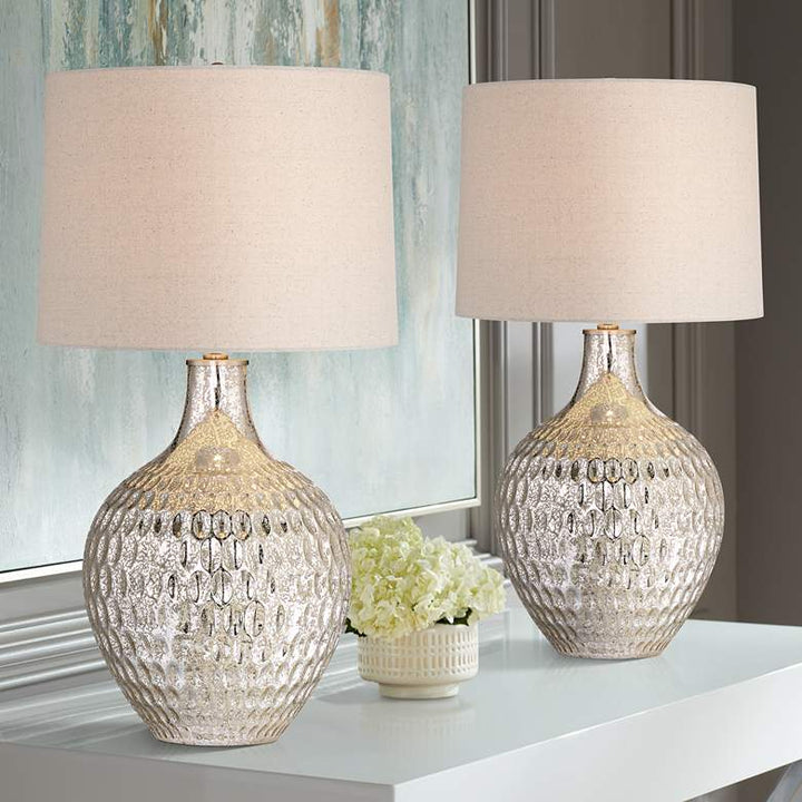 360 Lighting Waylon Modern Luxe Mercury Glass Table Lamps Set of 2