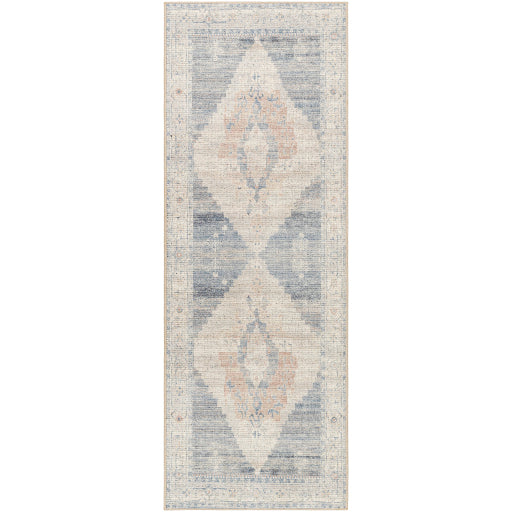 Luca Beige Botanical Machine Woven Runner Rug