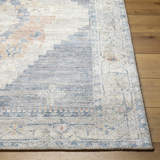 Luca Beige Botanical Machine Woven Runner Rug