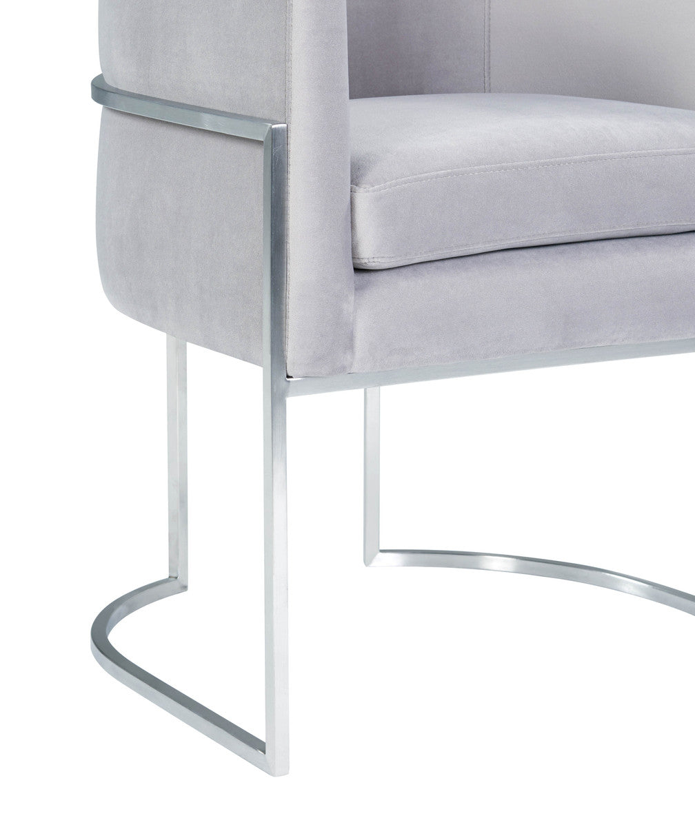 Selle Grey Velvet Dining Chair - Silver Frame