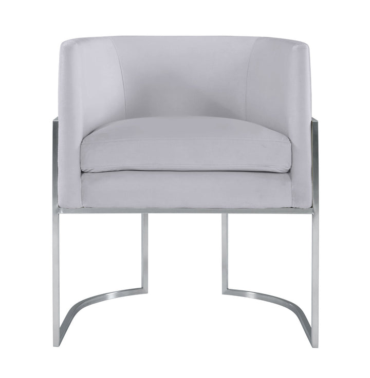 Selle Grey Velvet Dining Chair - Silver Frame