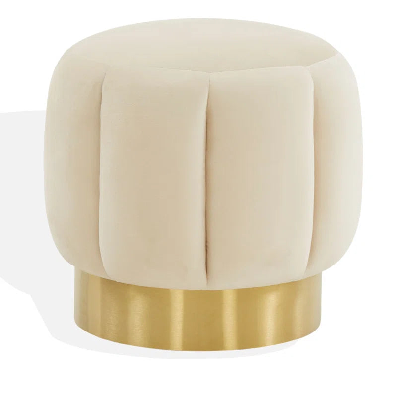 Maxine Velvet Tufted Round Standard Ottoman
