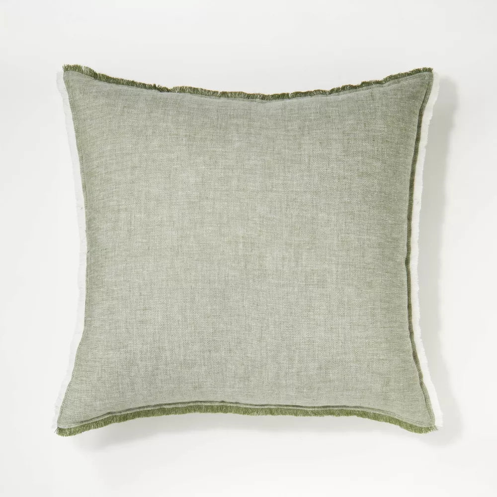 Oversized Reversible Linen Square Throw Pillow-24"x24"