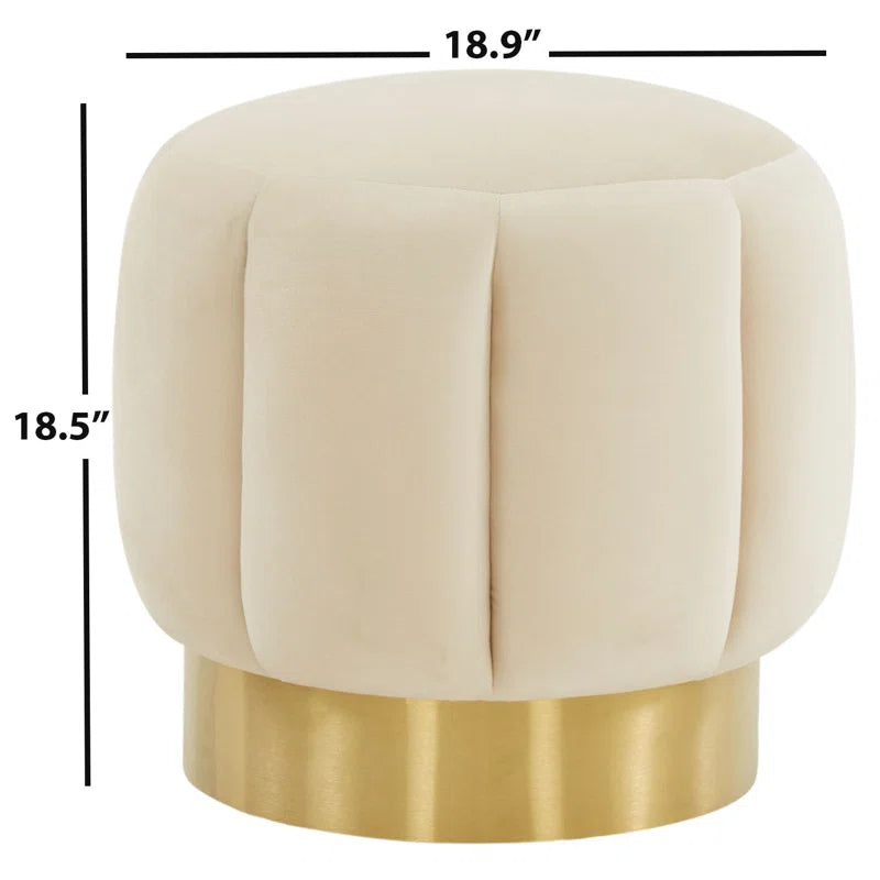 Maxine Velvet Tufted Round Standard Ottoman