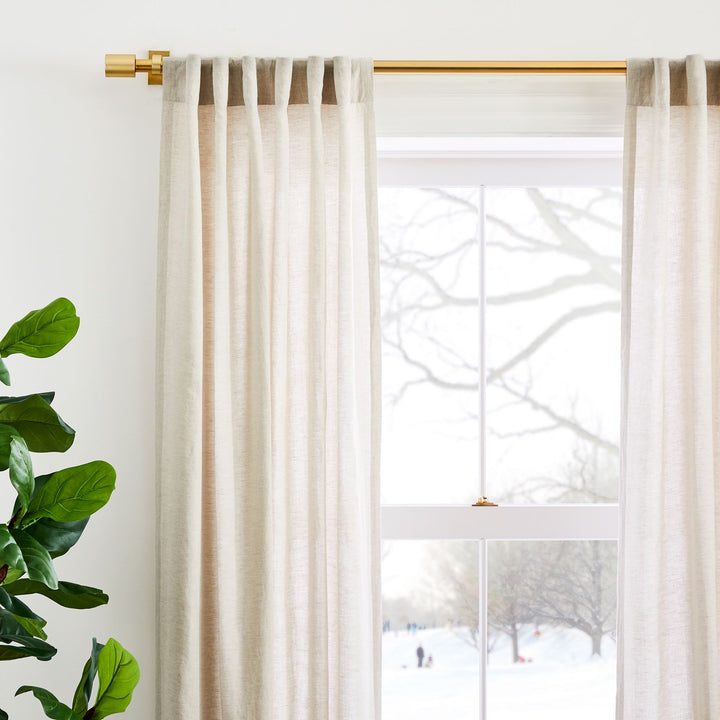 European Flax Linen And Luster Velvet Curtain