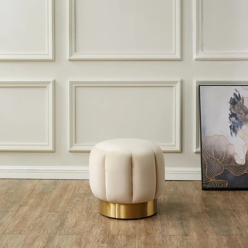 Maxine Velvet Tufted Round Standard Ottoman