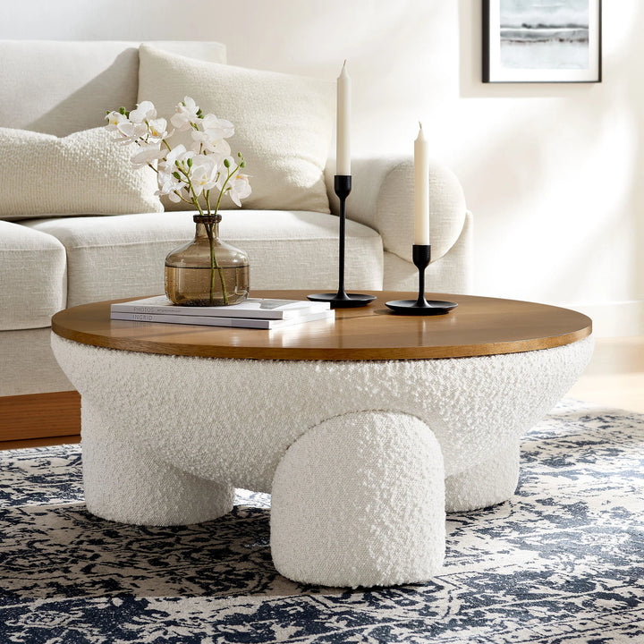 Trix Round Boucle Storage Coffee Table