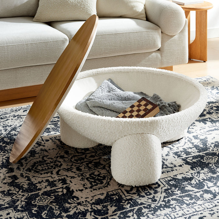 Trix Round Boucle Storage Coffee Table