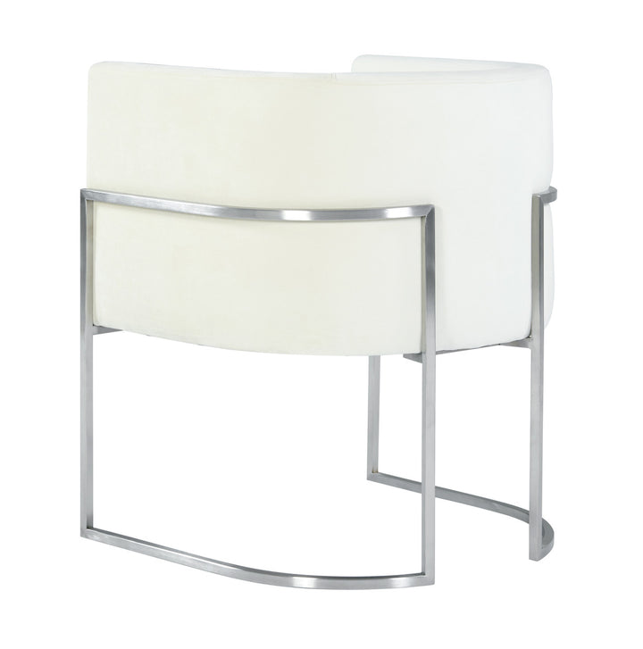 Selle Cream Velvet Dining Chair - Silver Frame