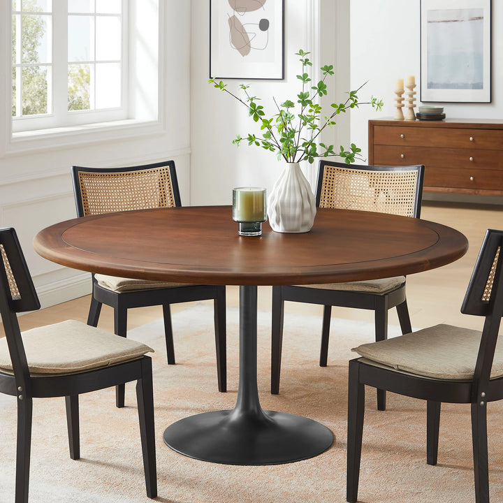 Nalita 60" Round Dining Table - Black/Walnut