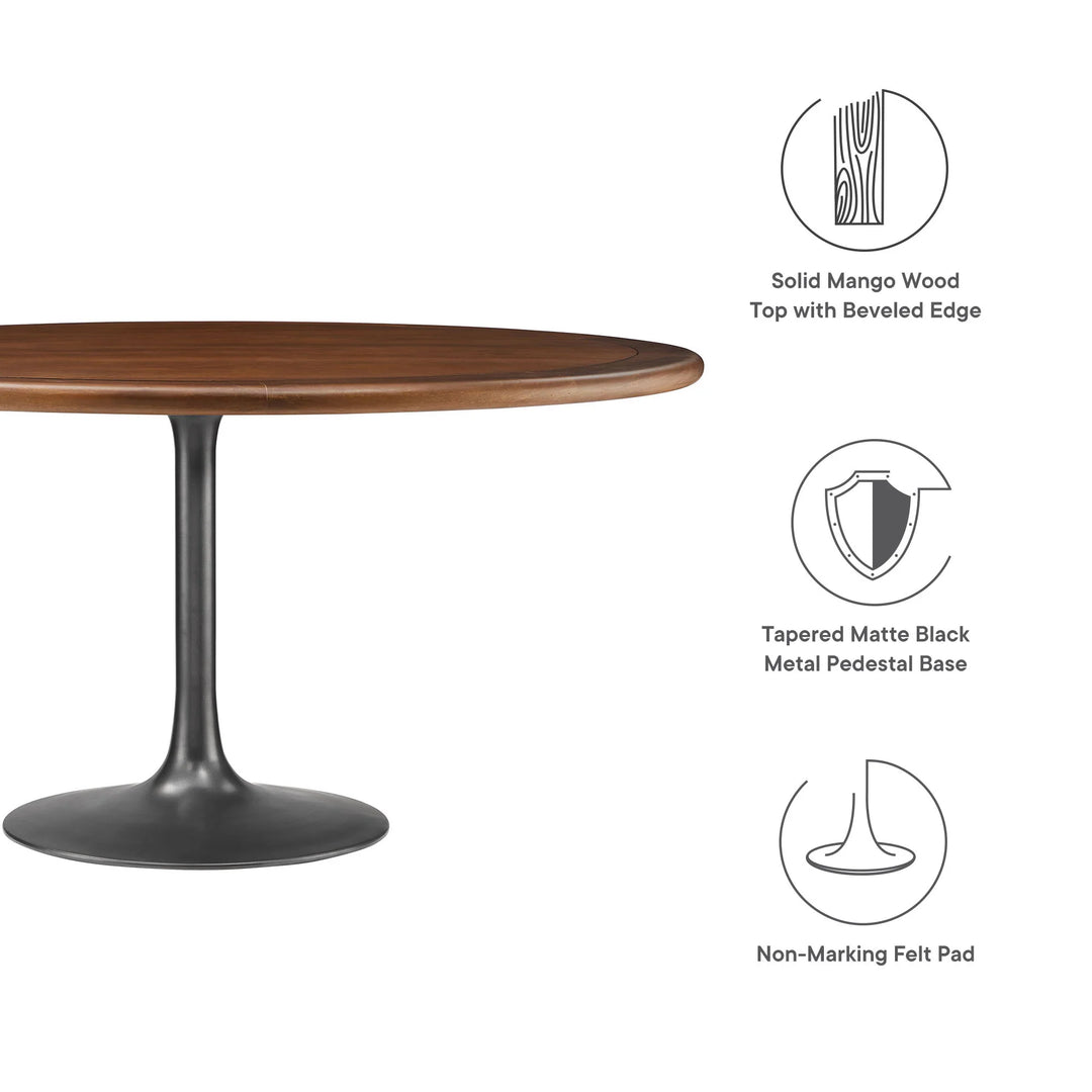 Nalita 60" Round Dining Table - Black/Walnut