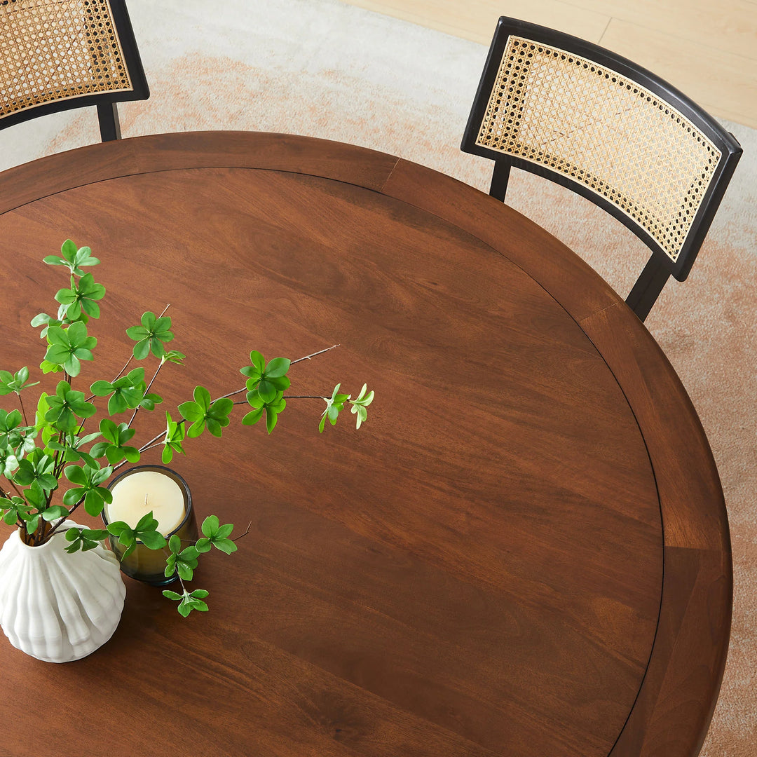 Nalita 60" Round Dining Table - Black/Walnut