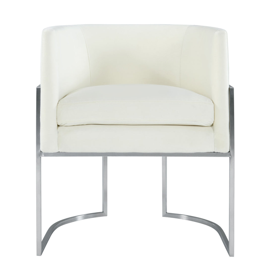 Selle Cream Velvet Dining Chair - Silver Frame