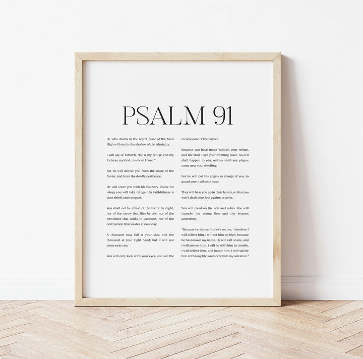 Psalm 91 Print Bible Verse Wall Art Christian Scripture Poster-24"x36"