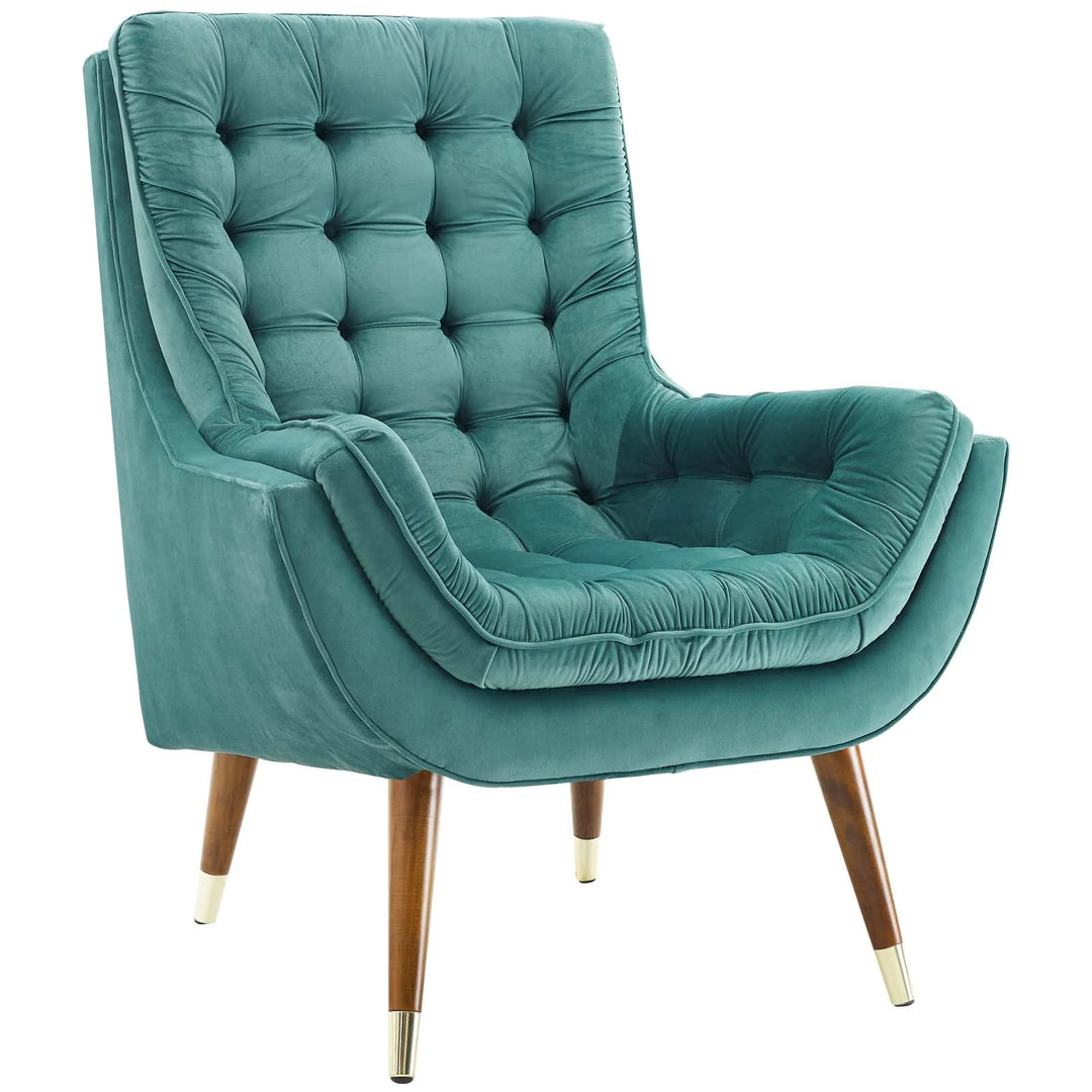 Sutton Velvet Lounge Chair Teal