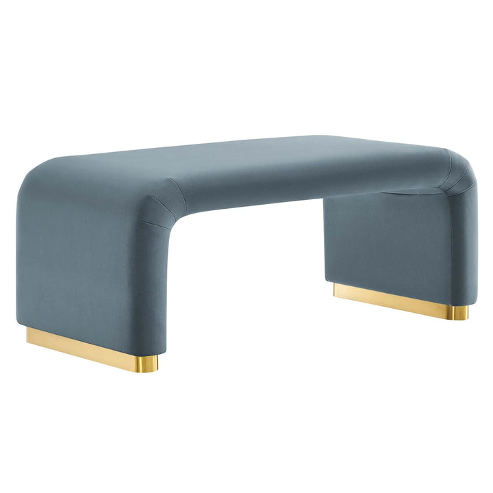 Dell Performance Velvet Waterfall Ottoman - Brass Cadet Blue