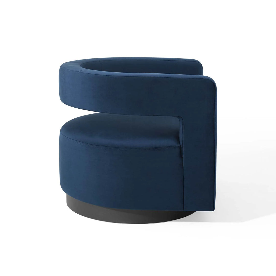 Wistero Velvet Swivel Chair - Blue