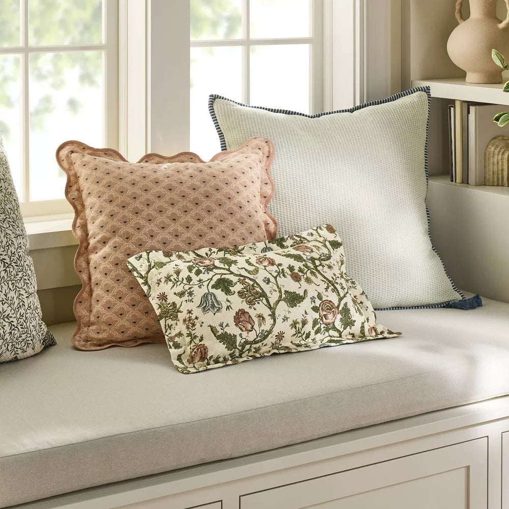 Oversized Square Cotton Linen Texture with Tassel Pillow 24x24