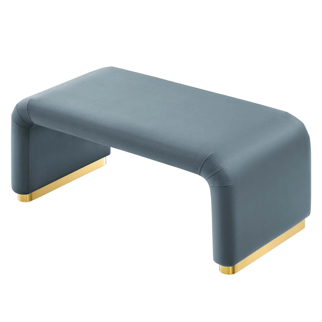 Dell Performance Velvet Waterfall Ottoman - Brass Cadet Blue