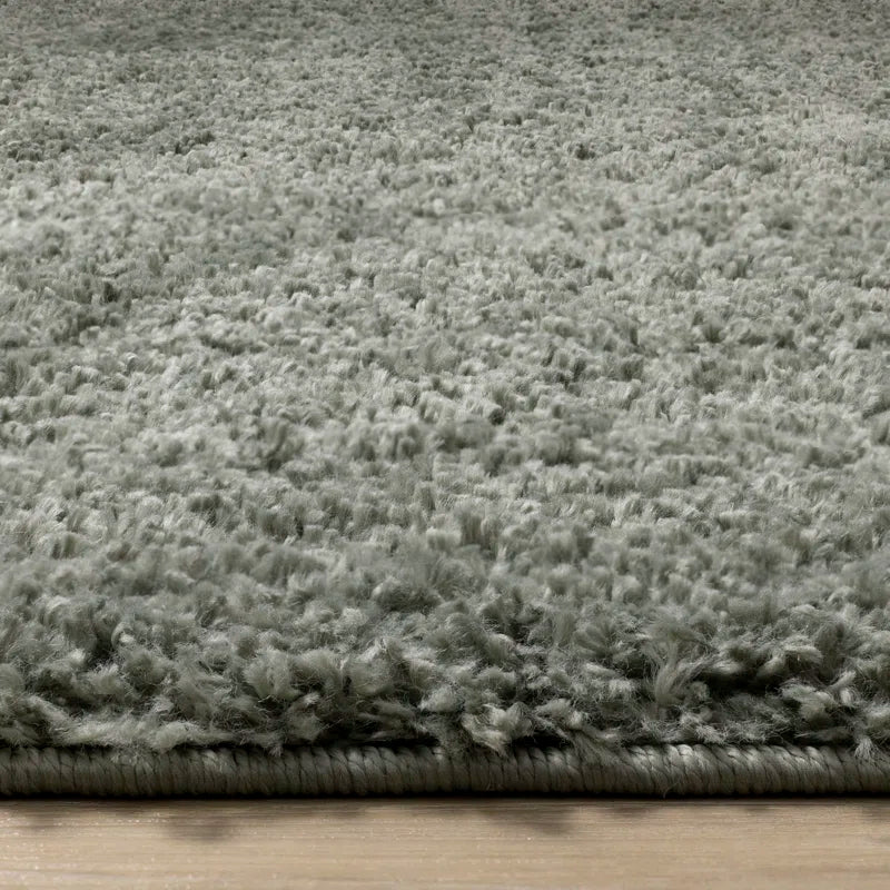Melnik Solid Colour Machine Woven Polypropylene Area Rug in Sage Green