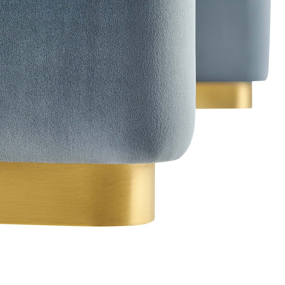 Dell Performance Velvet Waterfall Ottoman - Brass Cadet Blue