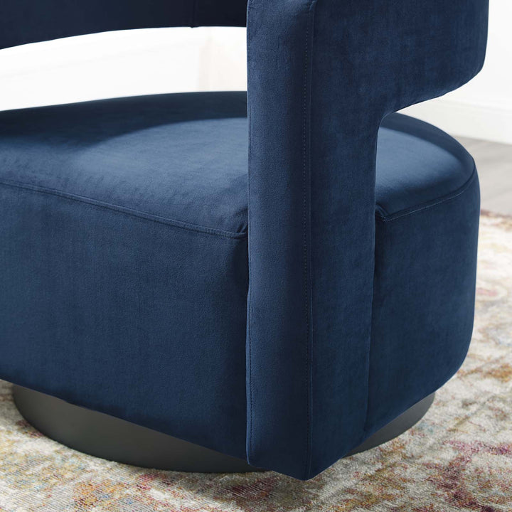 Wistero Velvet Swivel Chair - Blue