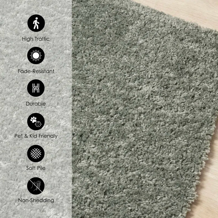 Melnik Solid Colour Machine Woven Polypropylene Area Rug in Sage Green