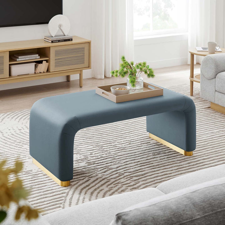 Dell Performance Velvet Waterfall Ottoman - Brass Cadet Blue