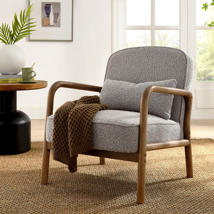 Harlin Boucle Upholstered Armchair - Taupe