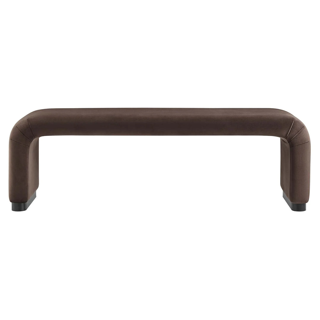 Dell Performance Velvet Waterfall Long Bench - Black Chocolate Brown