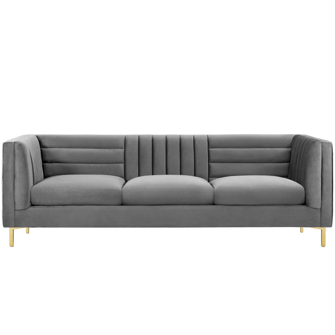 Tingen Channel Tufted Sofa - Gray