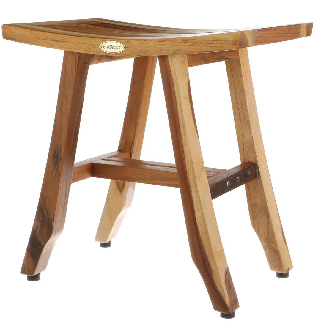 EcoDecors' Satori, Teak Shower Bench, Teak Shower Stool, Teak Stool for Inside Shower, Small Shower Stool, Teak Foot Rest, Teak Shower Bench for Inside Shower, in Earthy Teak