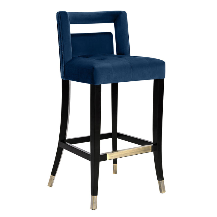 Heart Navy Velvet Counter Stool