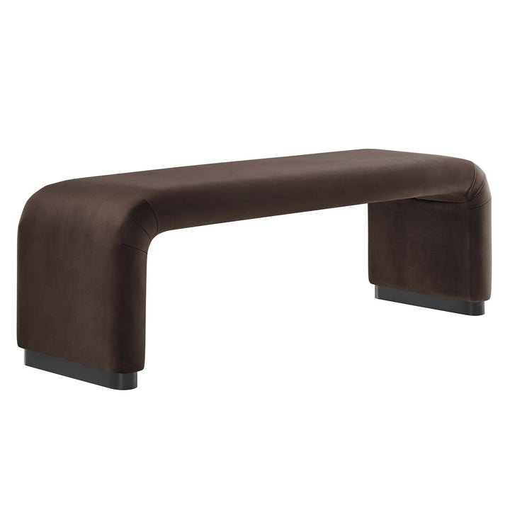 Dell Performance Velvet Waterfall Long Bench - Black Chocolate Brown