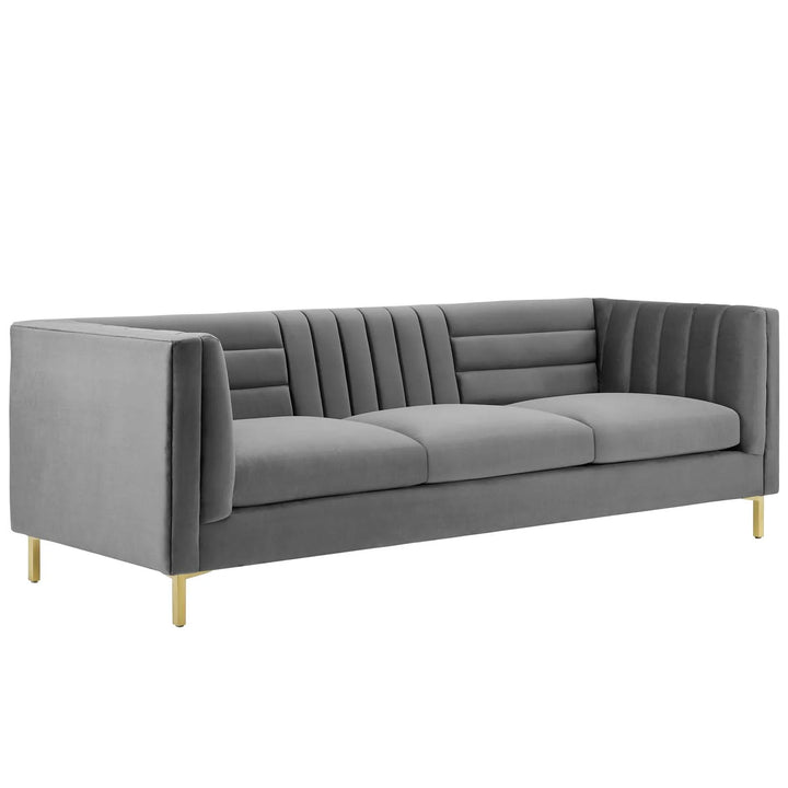 Tingen Channel Tufted Sofa - Gray