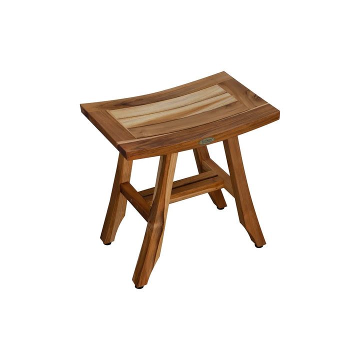 EcoDecors' Satori, Teak Shower Bench, Teak Shower Stool, Teak Stool for Inside Shower, Small Shower Stool, Teak Foot Rest, Teak Shower Bench for Inside Shower, in Earthy Teak