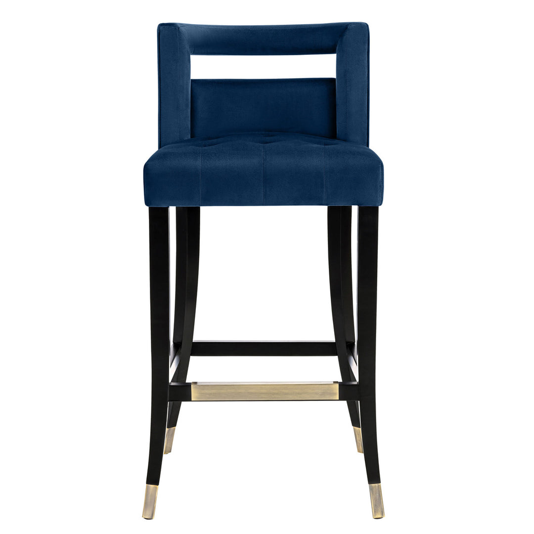 Heart Navy Velvet Counter Stool