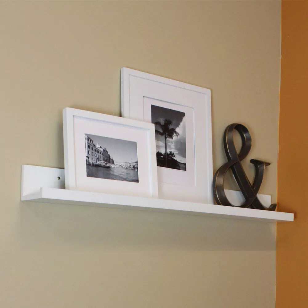 InPlace 48" x 4.5" Picture Ledge Wall Shelf White: Modern Floating Photo Display, MDF, Includes Mounting Hardware
