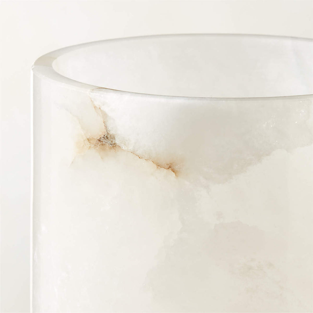 Poe White Alabaster Pillar Candle Holders Set of 2