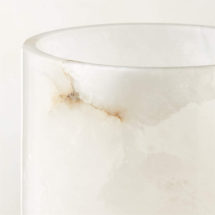 Poe White Alabaster Pillar Candle Holders Set of 2