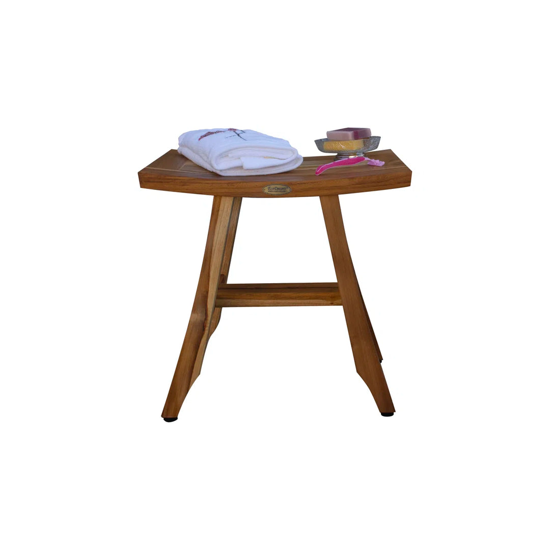 EcoDecors' Satori, Teak Shower Bench, Teak Shower Stool, Teak Stool for Inside Shower, Small Shower Stool, Teak Foot Rest, Teak Shower Bench for Inside Shower, in Earthy Teak