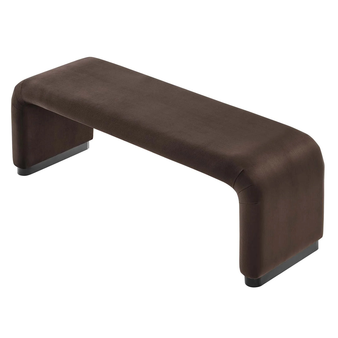 Dell Performance Velvet Waterfall Long Bench - Black Chocolate Brown