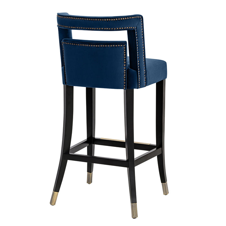 Heart Navy Velvet Counter Stool